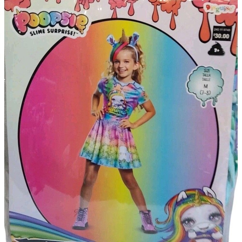 Poopsie Slime Unicorn Rainbow Brightstar Deluxe Halloween Costume Medium 7-8 NEW